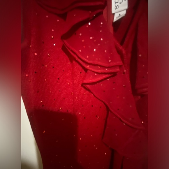 St. John Evening By Marie Gray Santana Long Dress with Paillettes and Scarf - Picture 12 of 15